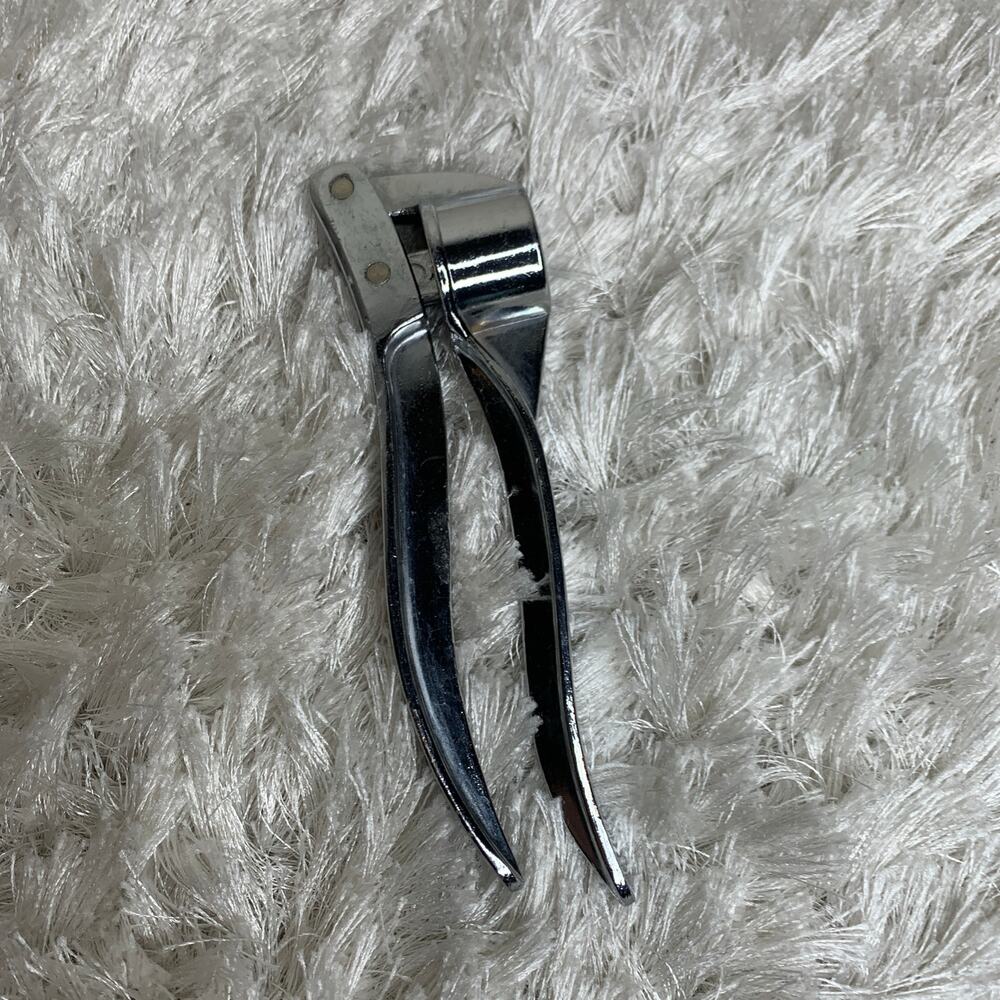 Stainless Steel Garlic Press All Metal 6" Silver